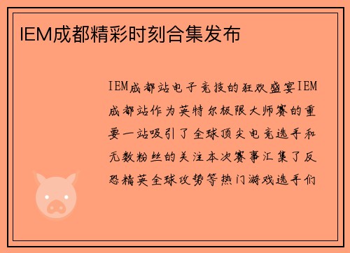 IEM成都精彩时刻合集发布